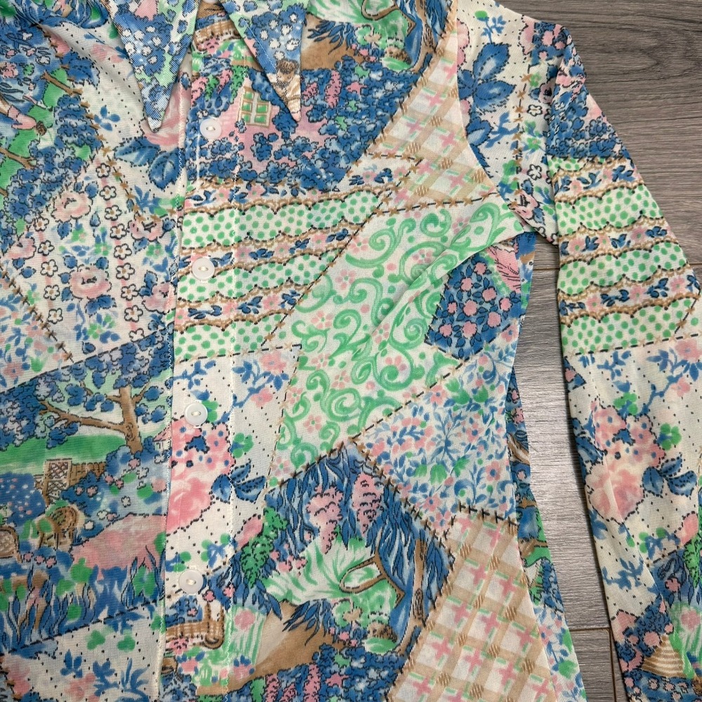 Shirts By Cracker Vtg Patchwork Landscape Print B… - image 6